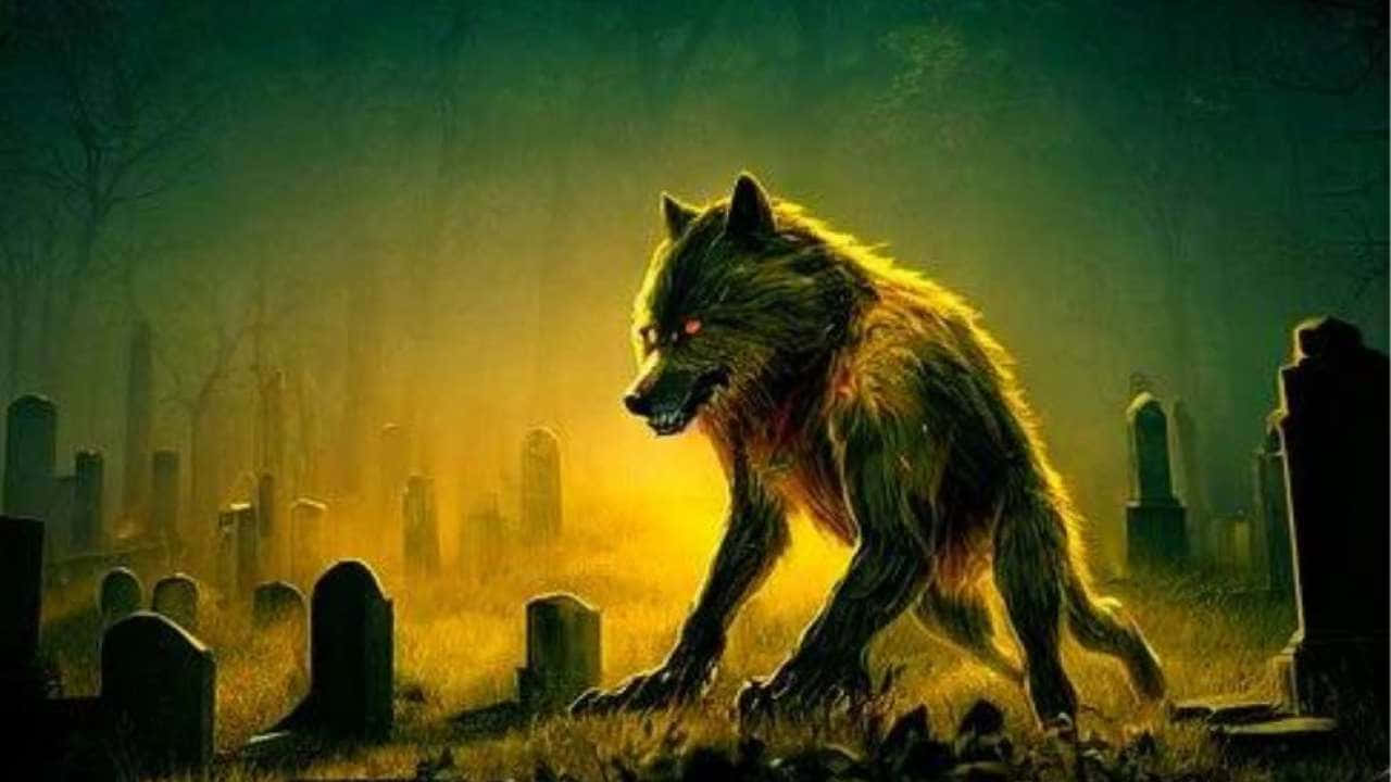 Mythical Wolf, werewolf, glowing red eyes, HD Desktop Wallpaper