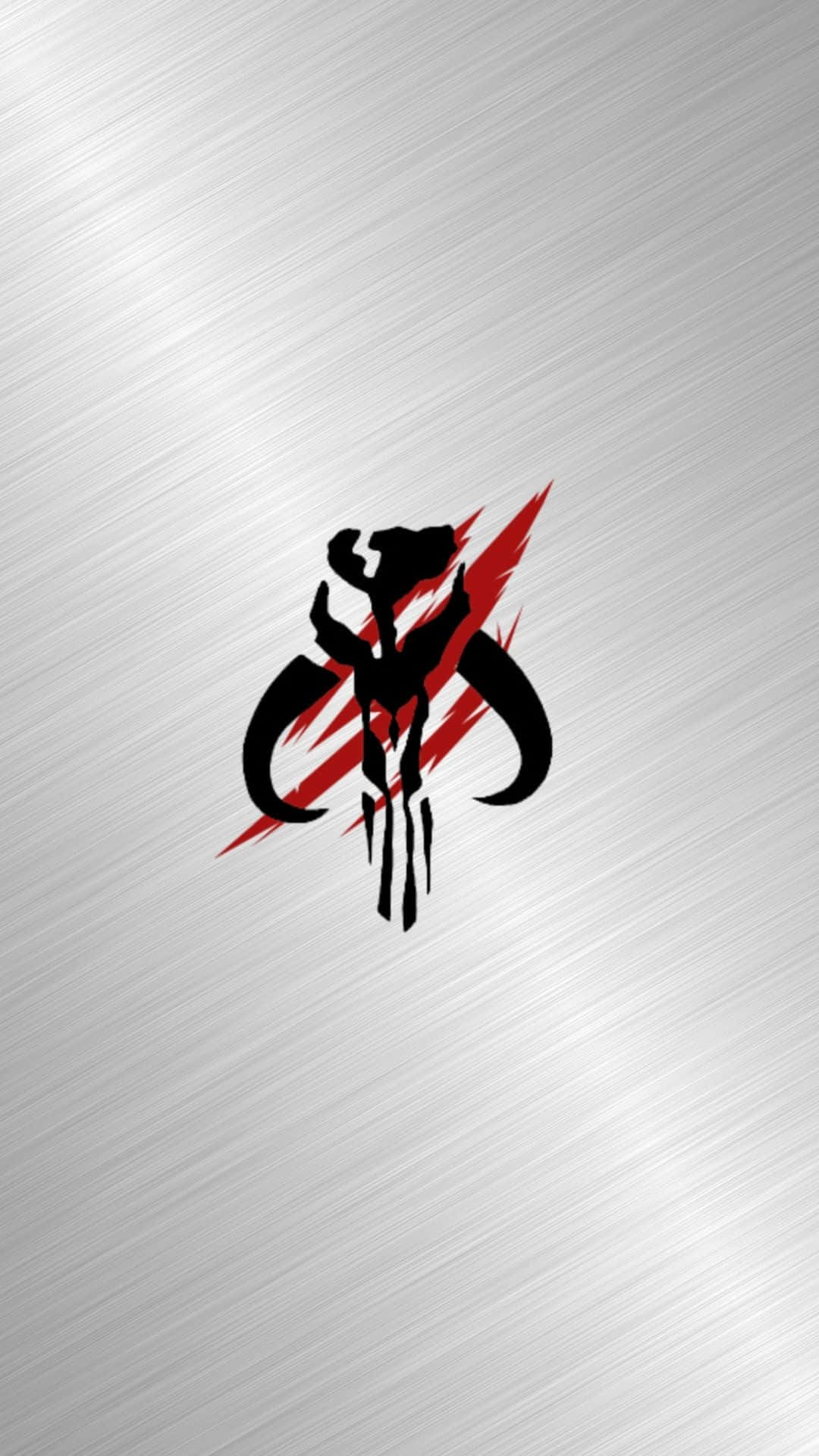 Mythosaur, black and red stylized skull logo, curved horns, Full HD Phone Wallpaper
