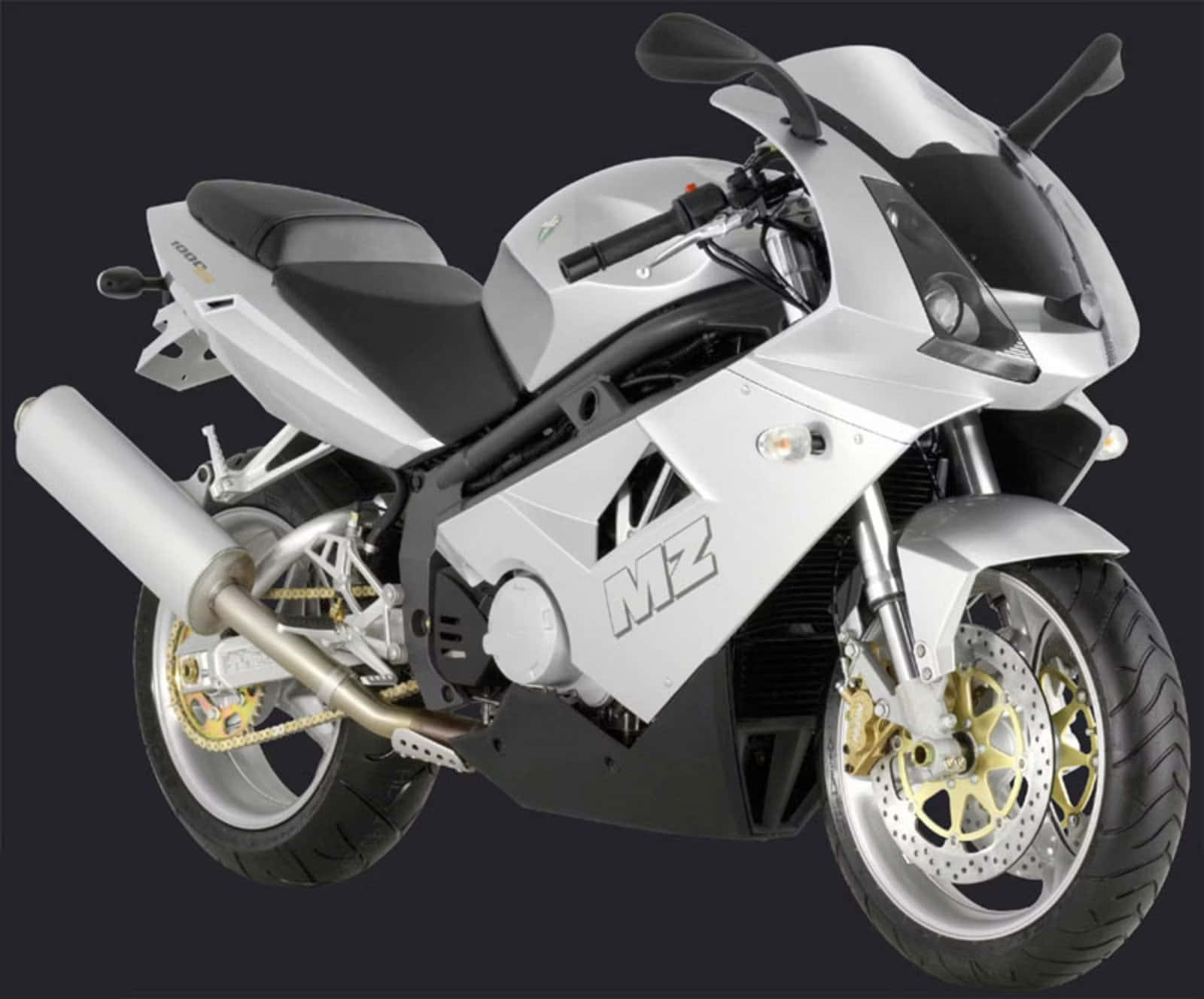 MZ Motorcycle, silver, gold brake calipers, HD Desktop Wallpaper