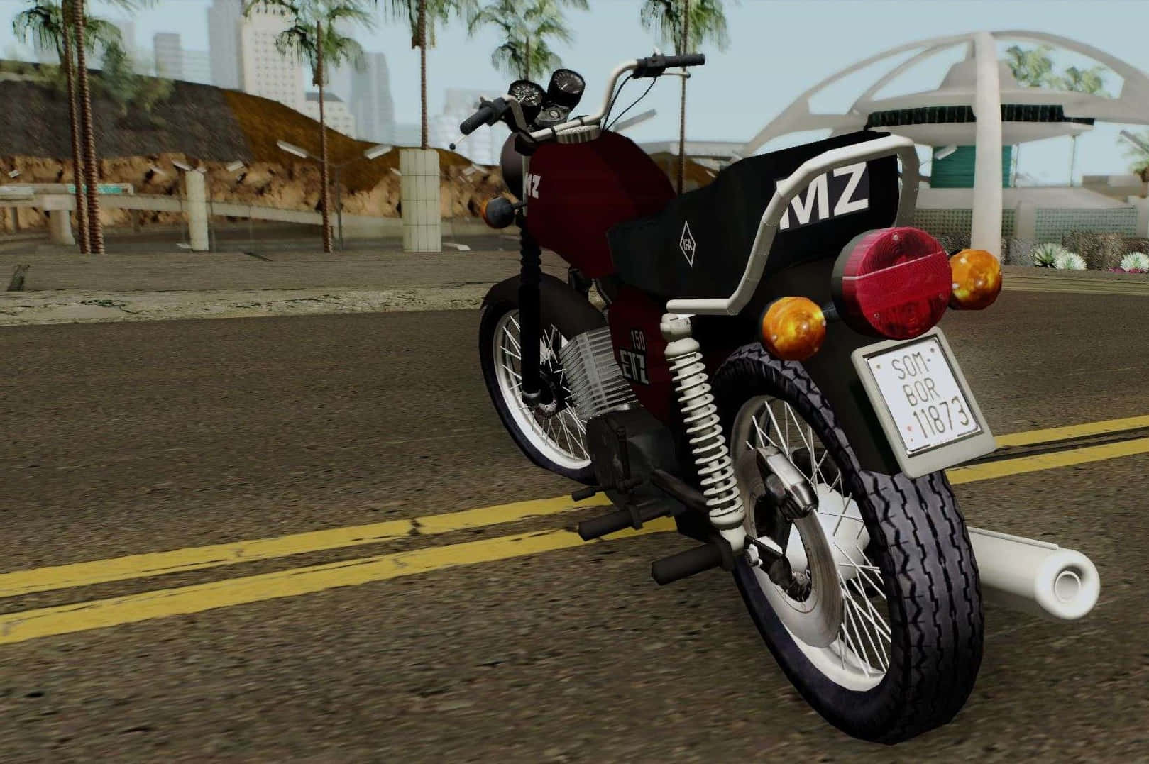 MZ Motorcycle, maroon and black, sunlit road, HD Desktop Wallpaper