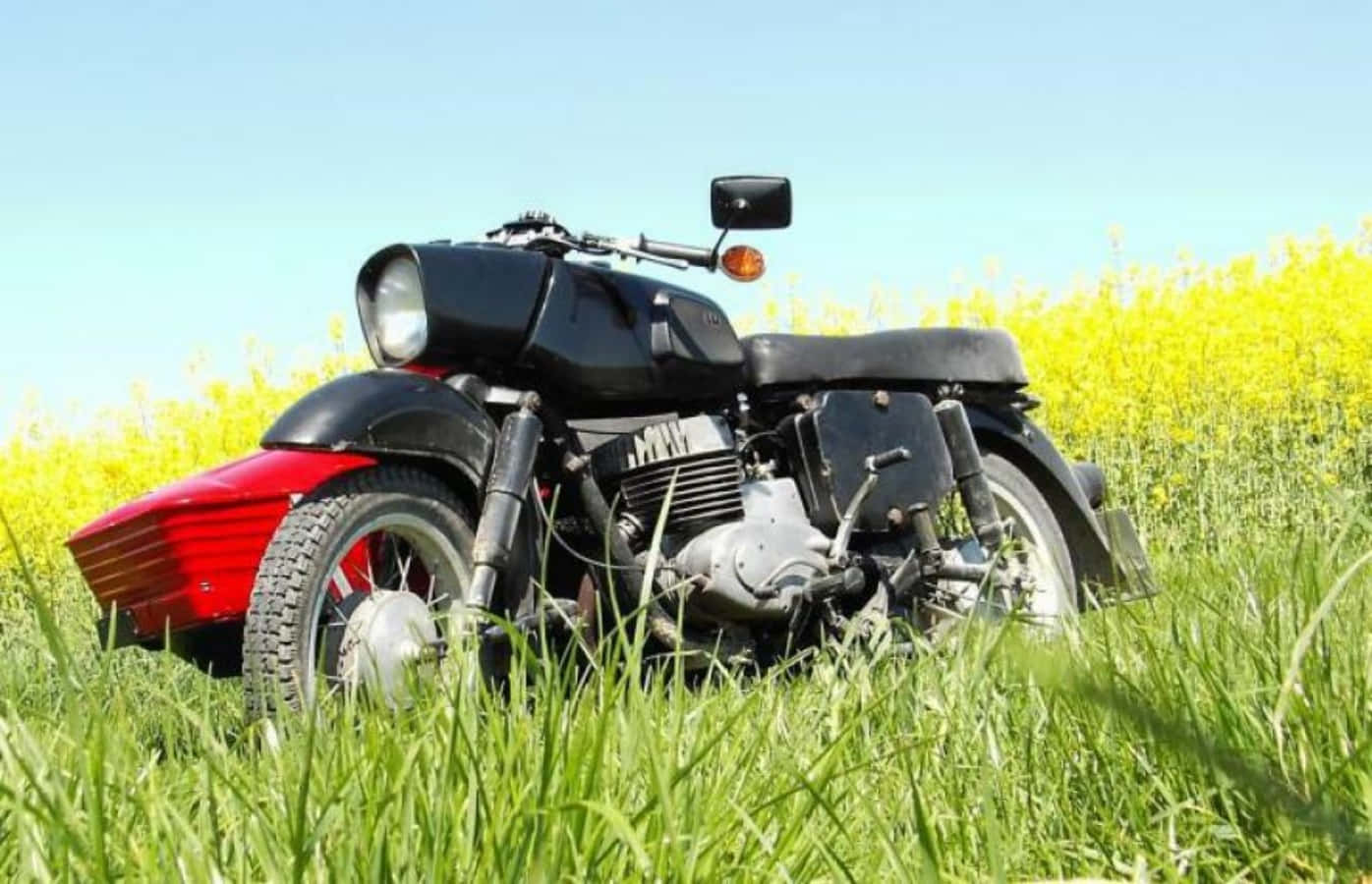 M Z Motorcycle, sidecar, black and red, HD Desktop Wallpaper