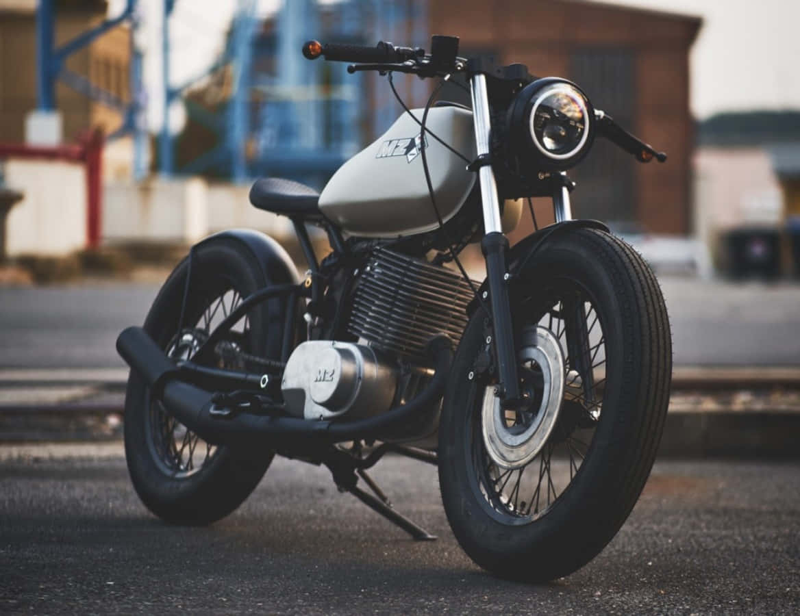 MZ Motorcycle, vintage style, silver fuel tank, SD Desktop Wallpaper