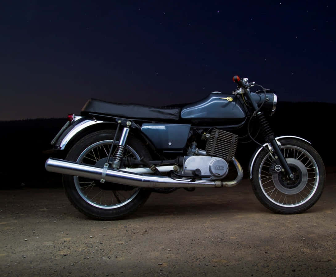 vintage M Z Motorcycle, night sky, starlight, SD Desktop Wallpaper
