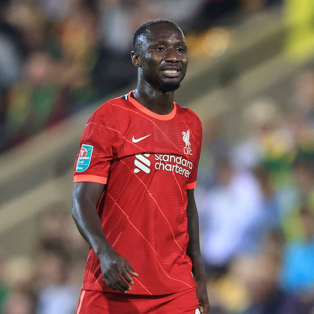 Naby Keita, red kit, stadium lights, SD Desktop Wallpaper