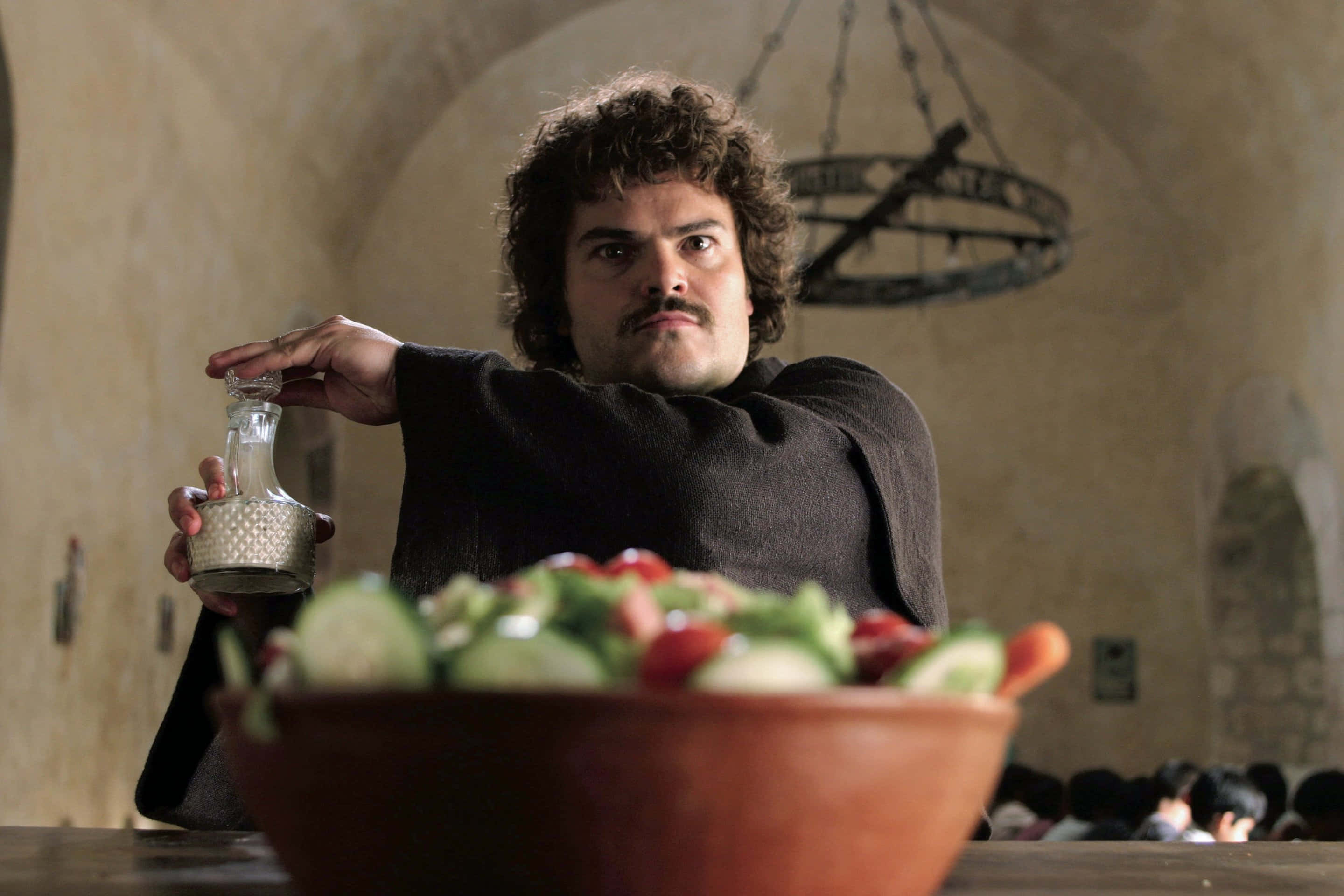 Nacho Libre, curly hair, mustache, 2K Desktop Wallpaper