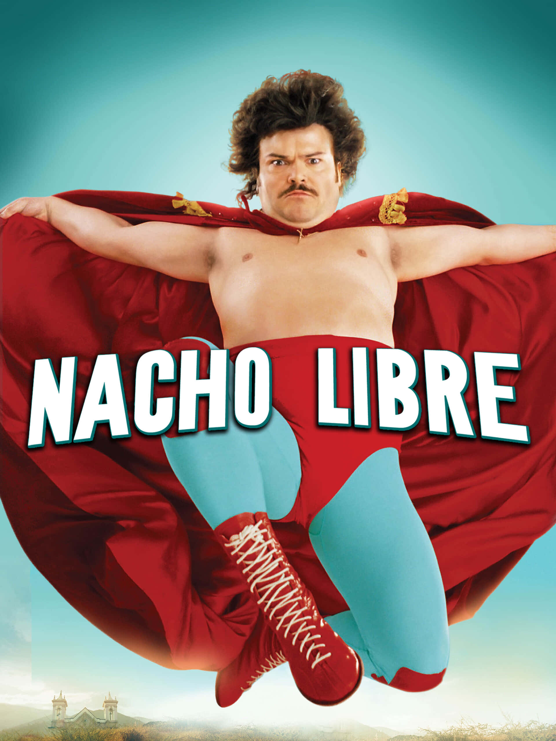 Nacho Libre, red cape, blue tights, 2K Phone Wallpaper