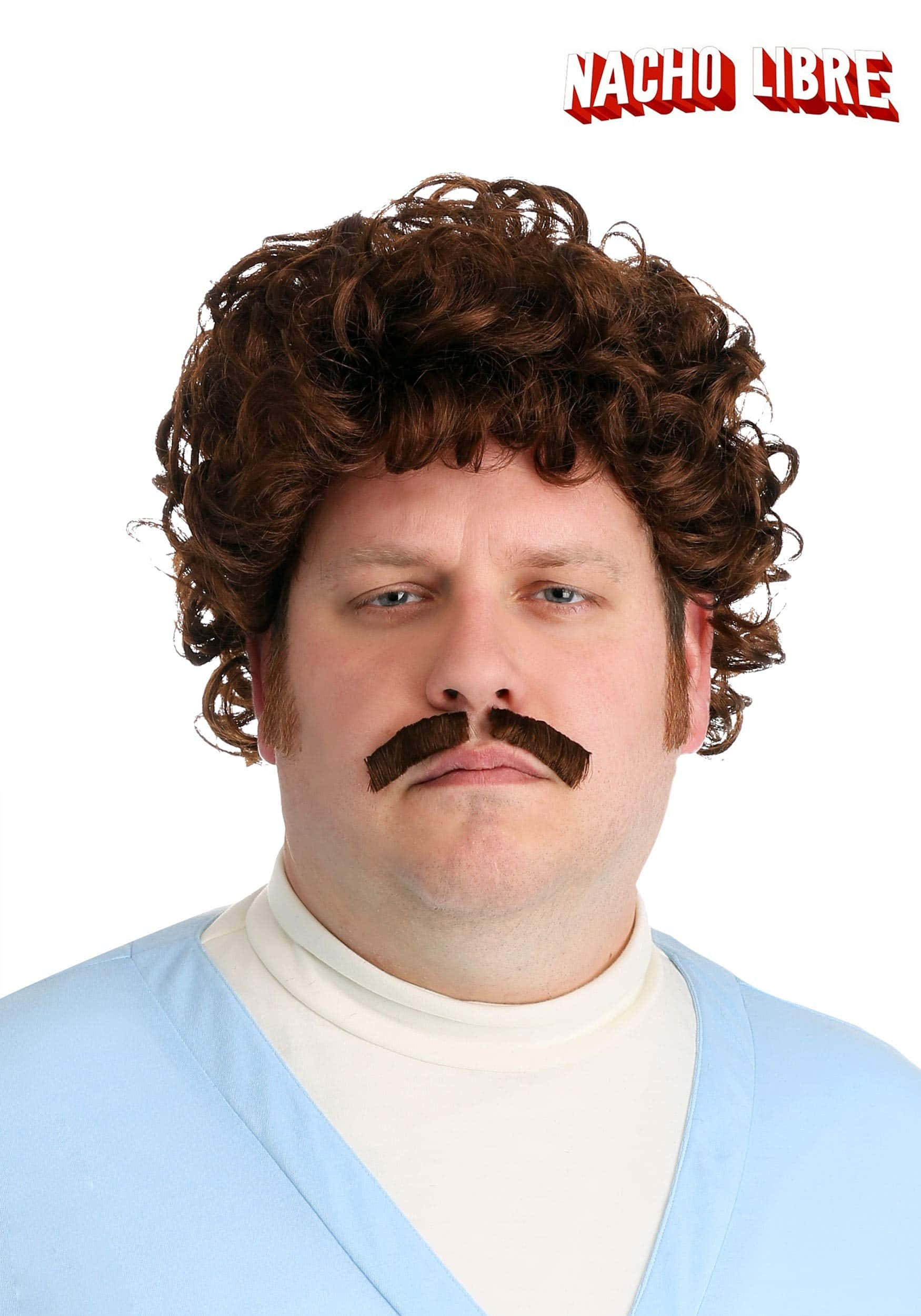 Nacho Libre, curly brown wig, thick mustache, Full HD Phone Wallpaper