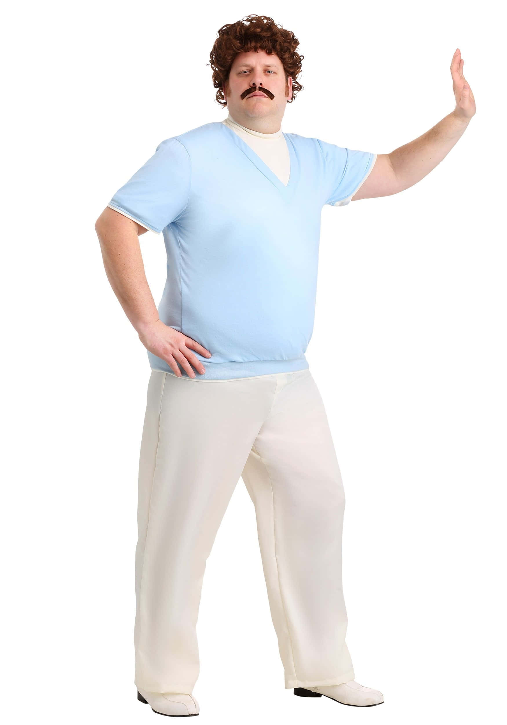 Nacho Libre, light blue v neck shirt, white pants, Full HD Phone Wallpaper