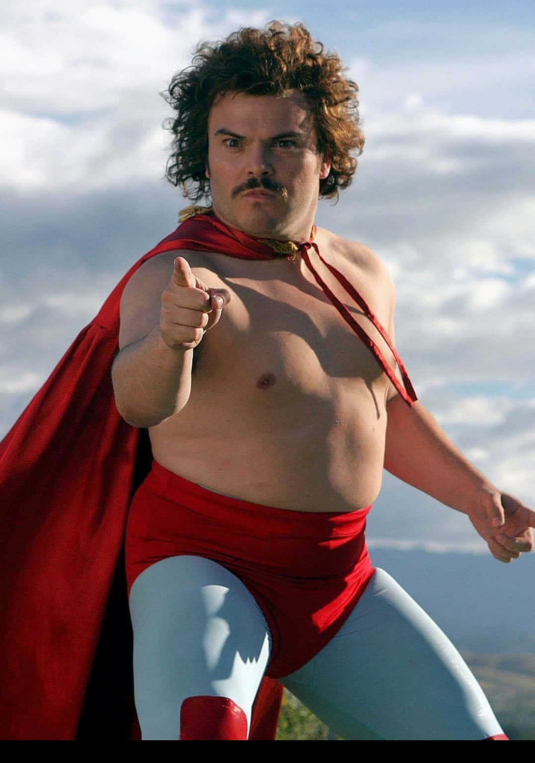 Nacho Libre, red superhero costume, cape, HD Phone Wallpaper