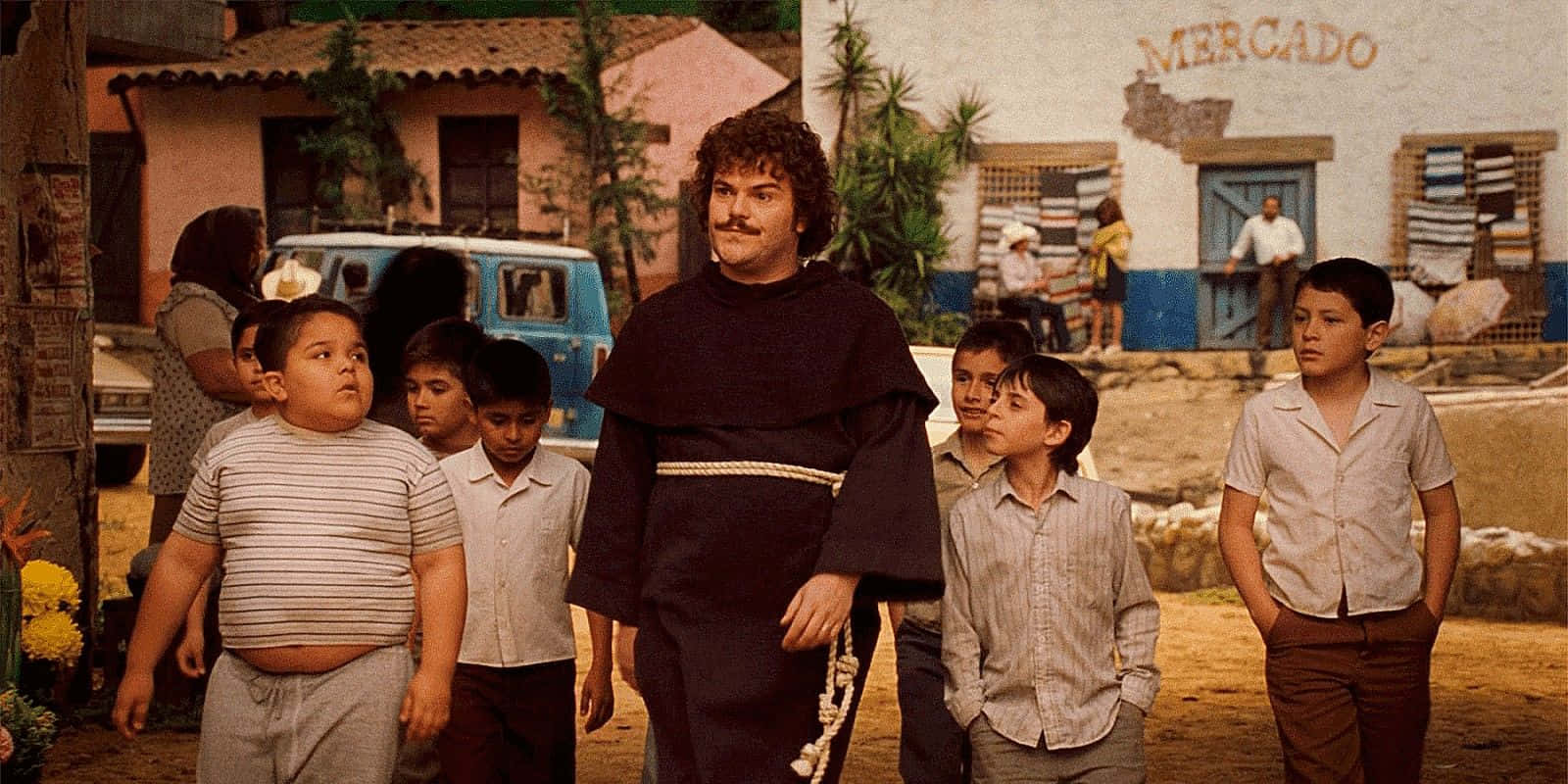 Nacho Libre, mustachioed friar, dark robe, HD Desktop Wallpaper