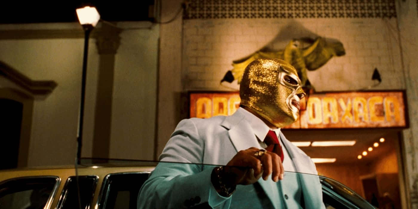 Nacho Libre, golden mask, light blue suit, HD Desktop Wallpaper