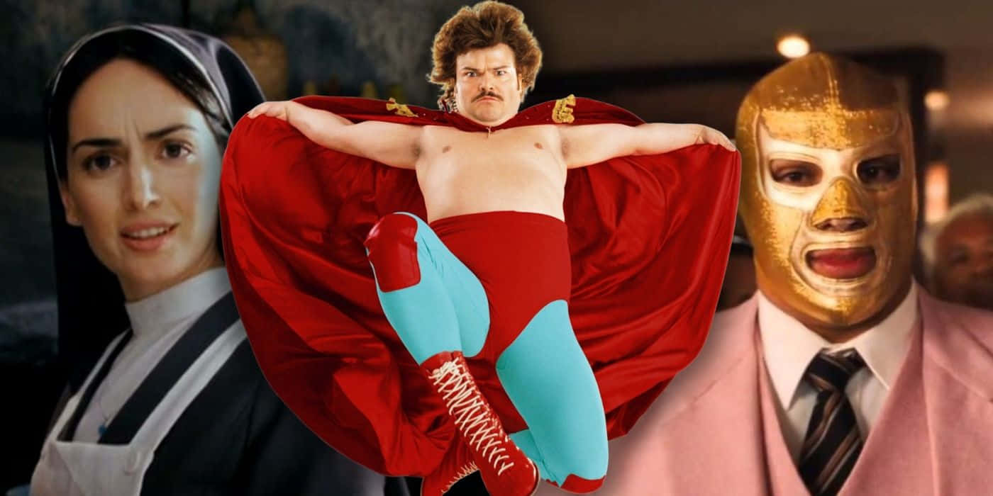 Nacho Libre, red cape, blue tights, HD Desktop Wallpaper