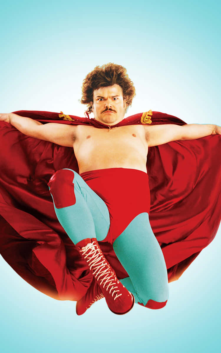 Nacho Libre, red cape, red blue tights, SD Phone Wallpaper