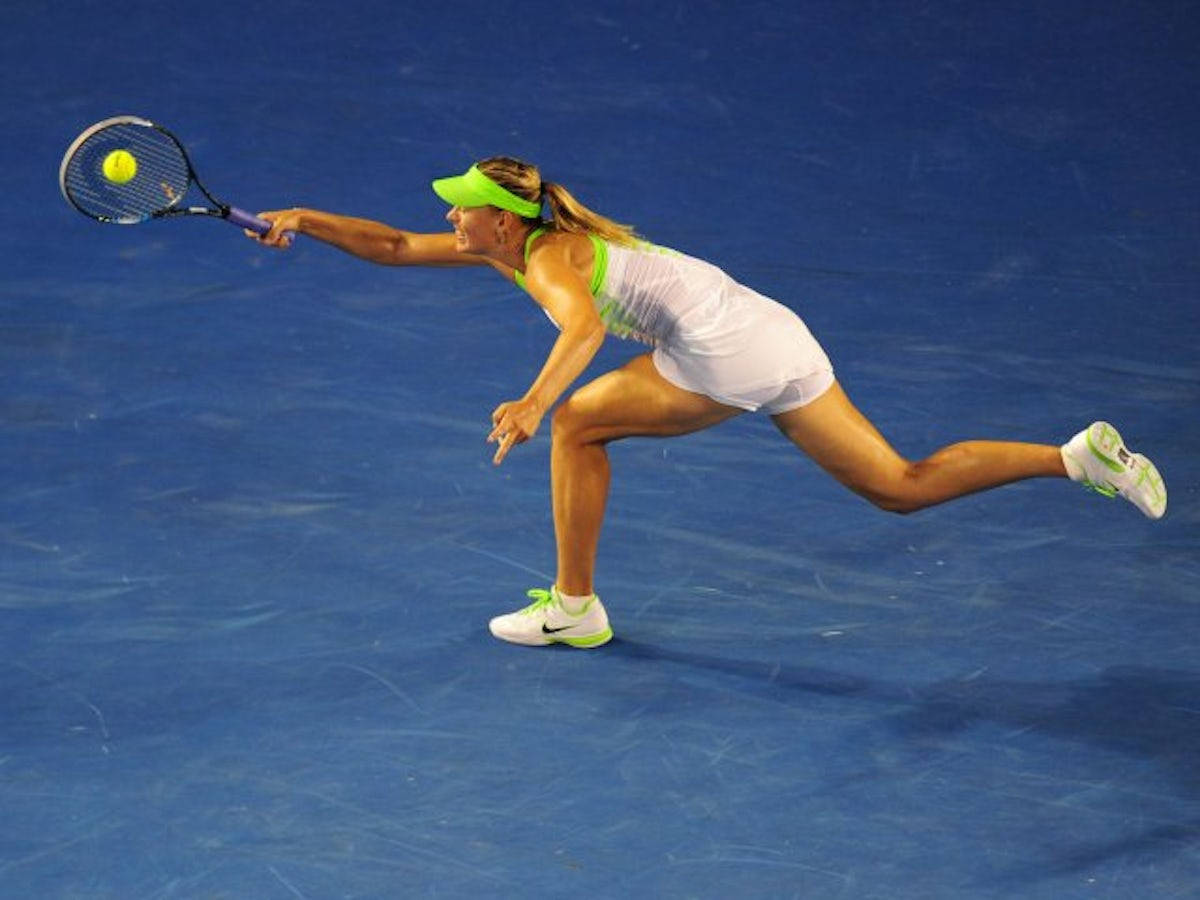 Nadia Petrova, blue court, yellow ball, SD Desktop Wallpaper