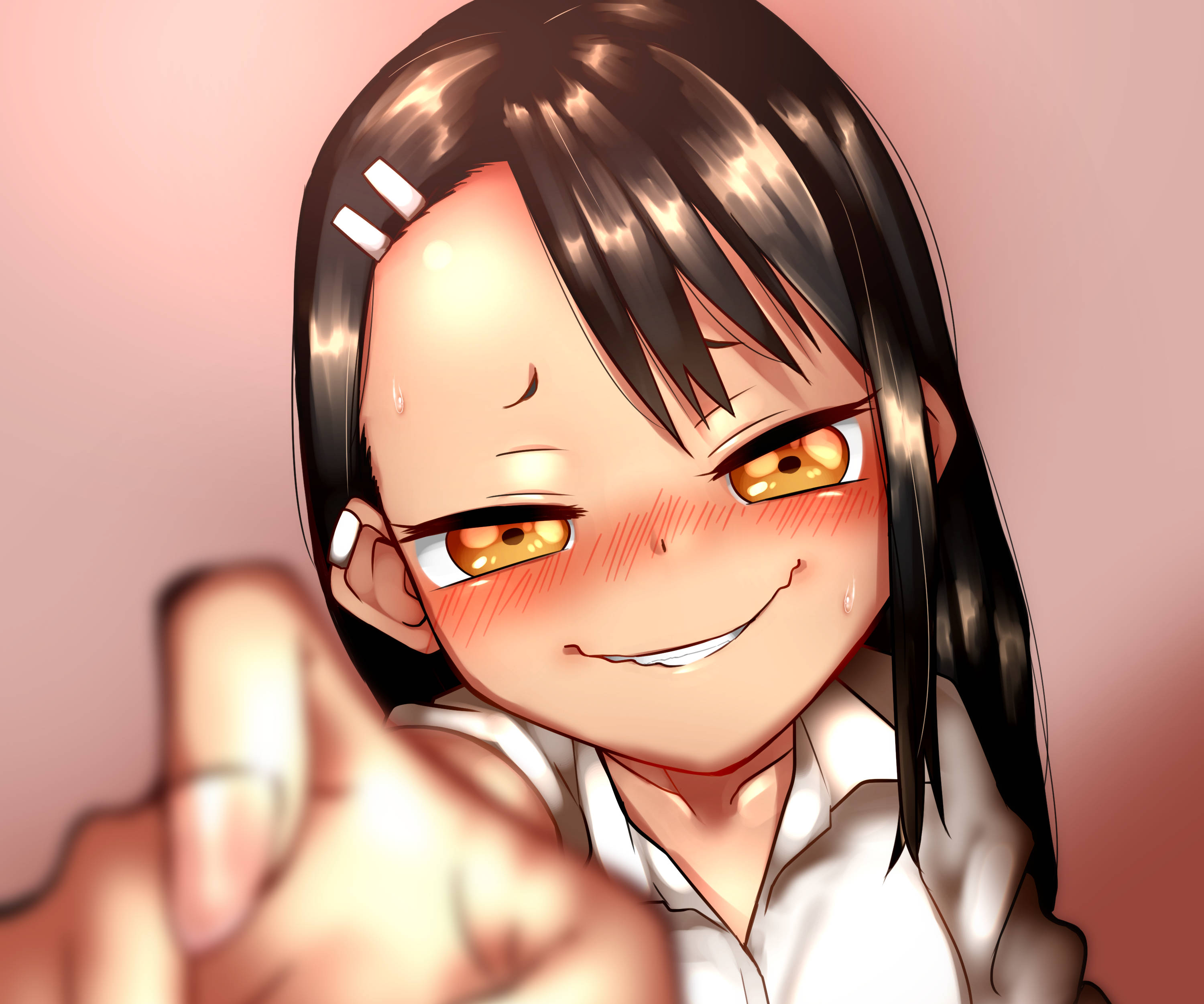 Nagatoro, blushing, dark hair, 2K Desktop Wallpaper
