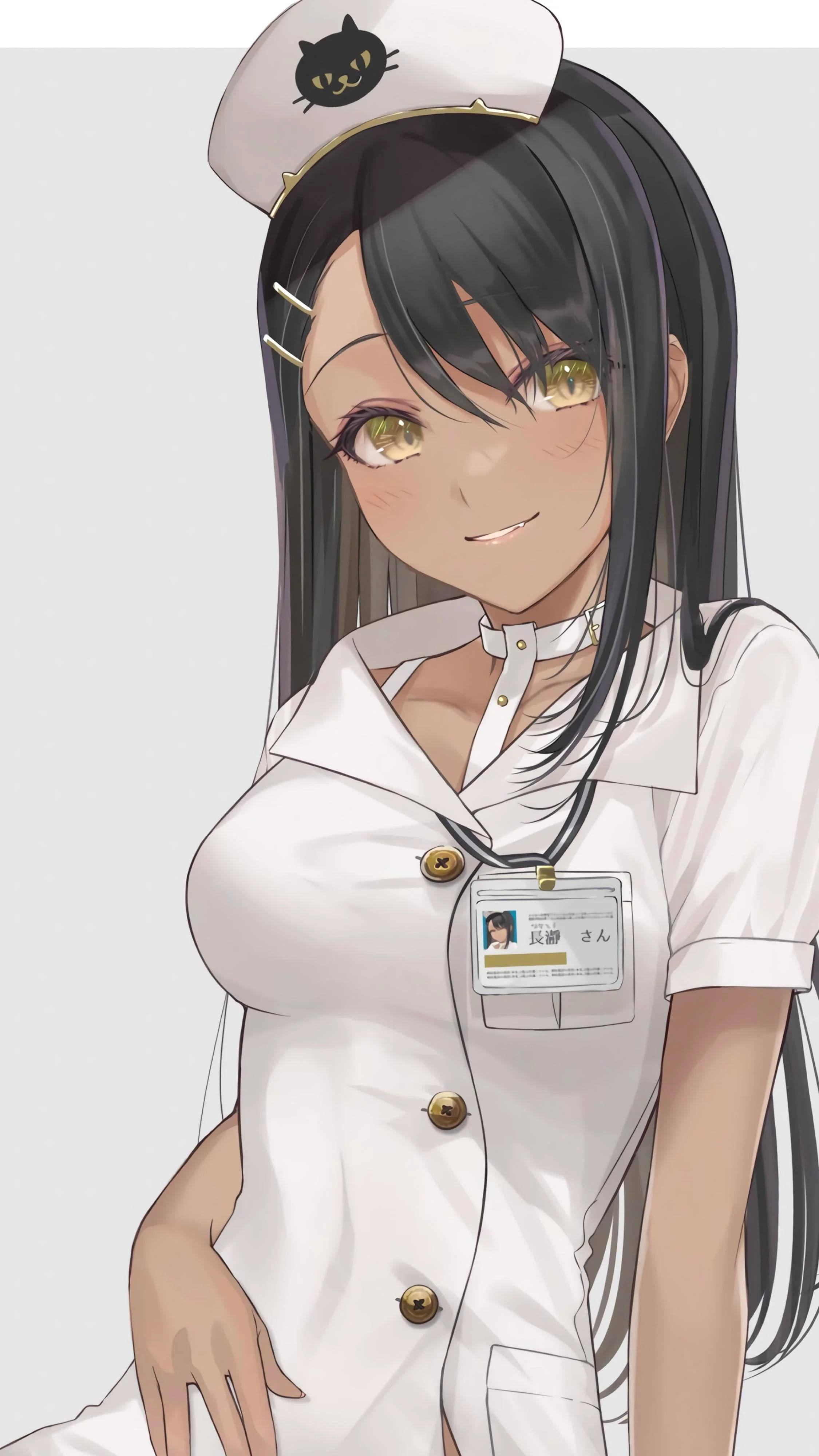 Nagatoro, cute nurse, long black hair, 4K Phone Wallpaper