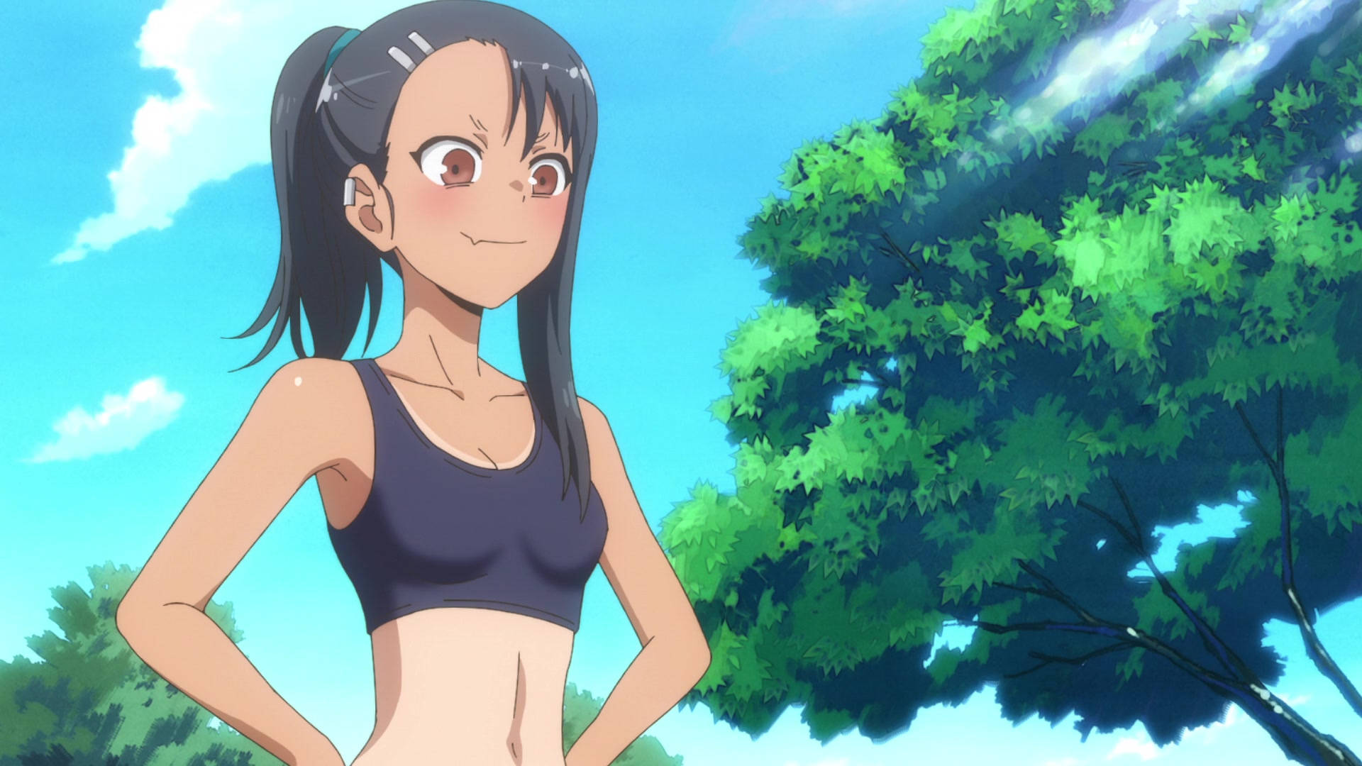 Nagatoro, sports bra, dark hair, Full HD Desktop Wallpaper