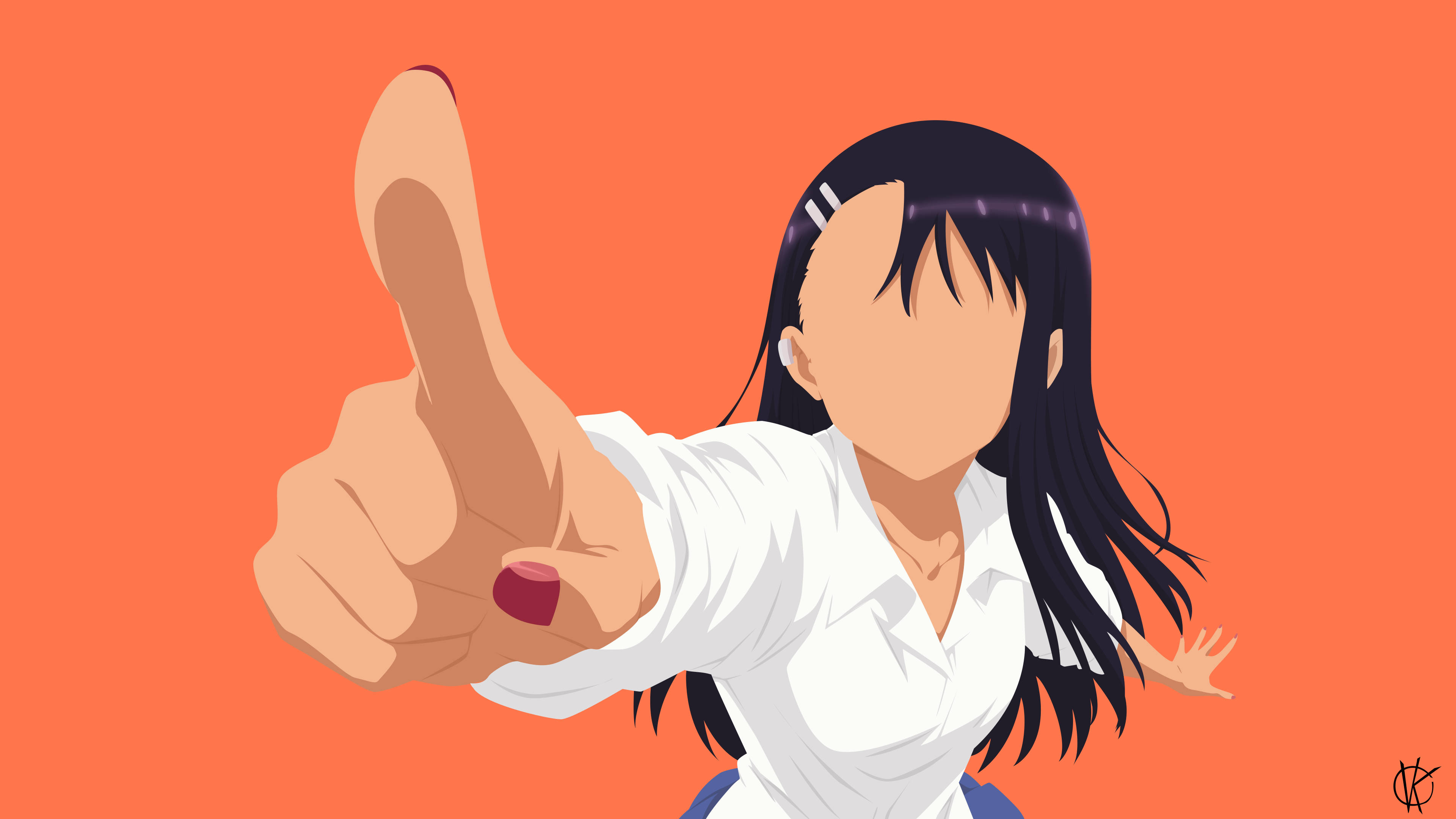 Nagatoro, black hair, white shirt, 4K Desktop Wallpaper