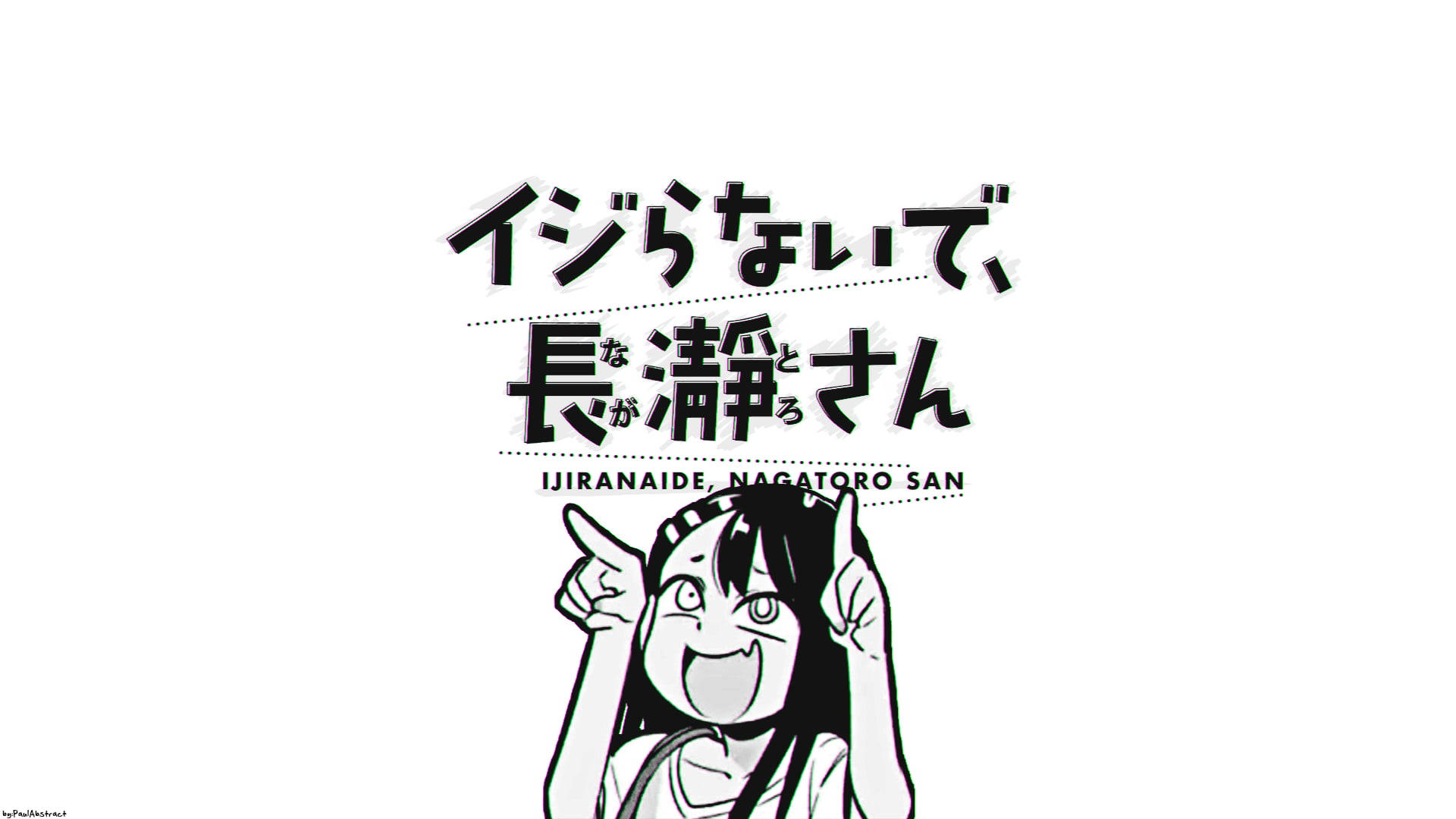 Nagatoro, black and white, anime-style illustration, Full HD Desktop Wallpaper