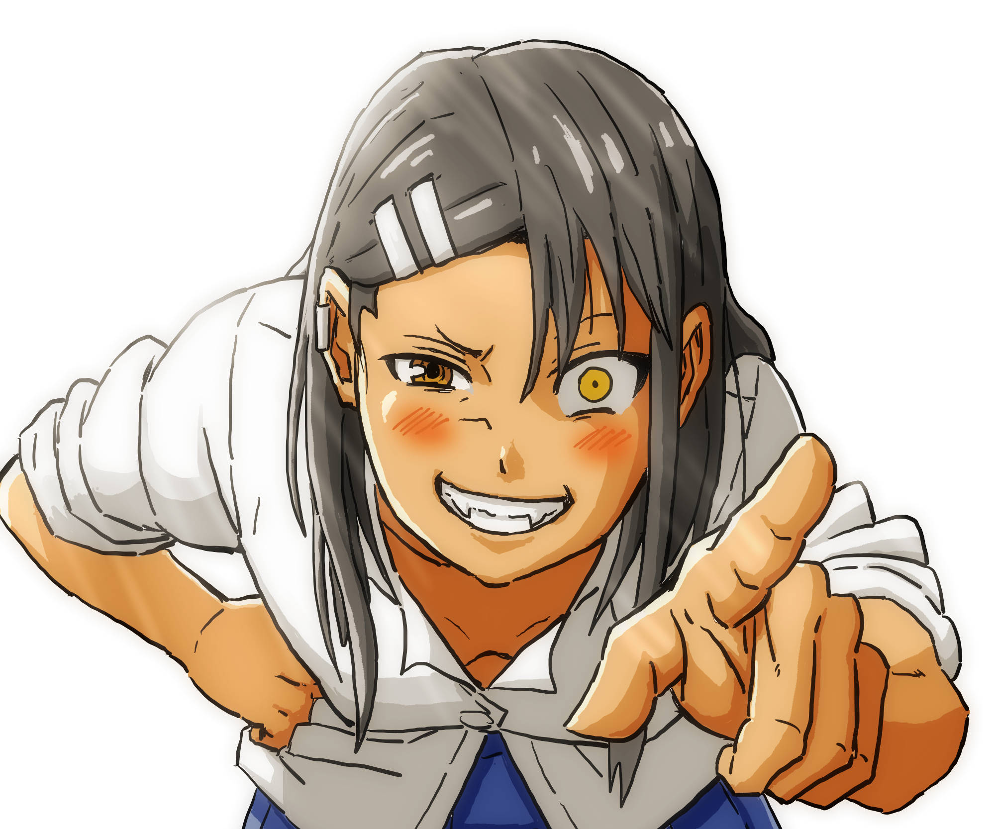 Nagatoro, gray hair, one yellow eye, Full HD Desktop Wallpaper