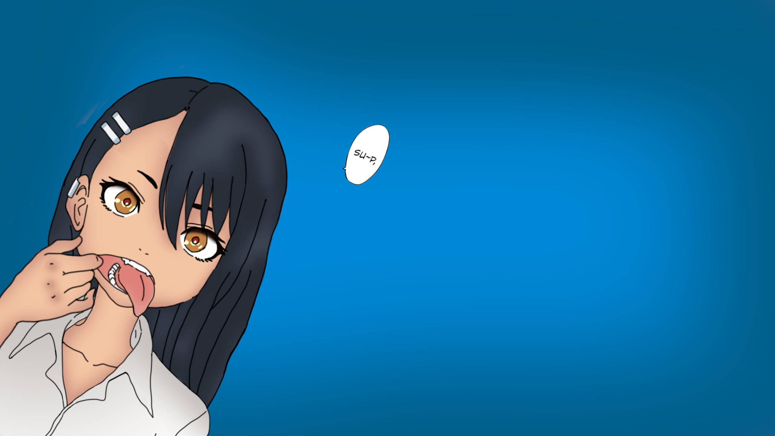 Nagatoro, black hair, brown eyes, 2K Desktop Wallpaper