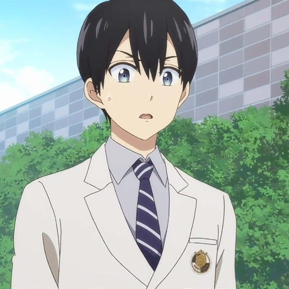 Nagi Umino, white school uniform, green trees, SD Desktop Wallpaper