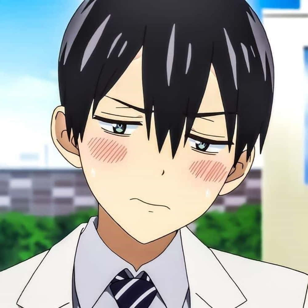 Nagi Umino, black hair, blushing cheeks, SD Phone Wallpaper
