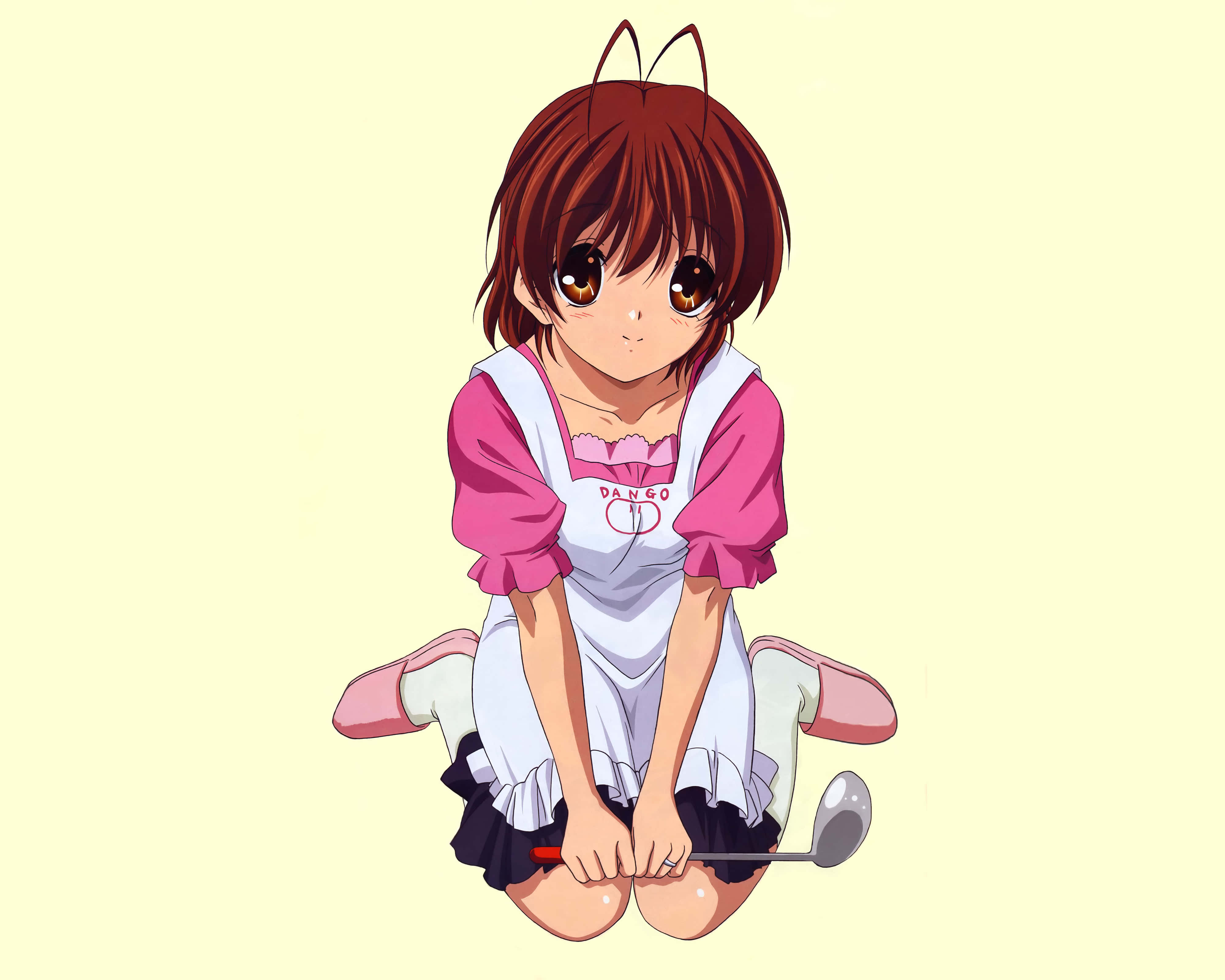 Nagisa Furukawa, brown hair, cat ears, 4K Desktop Wallpaper