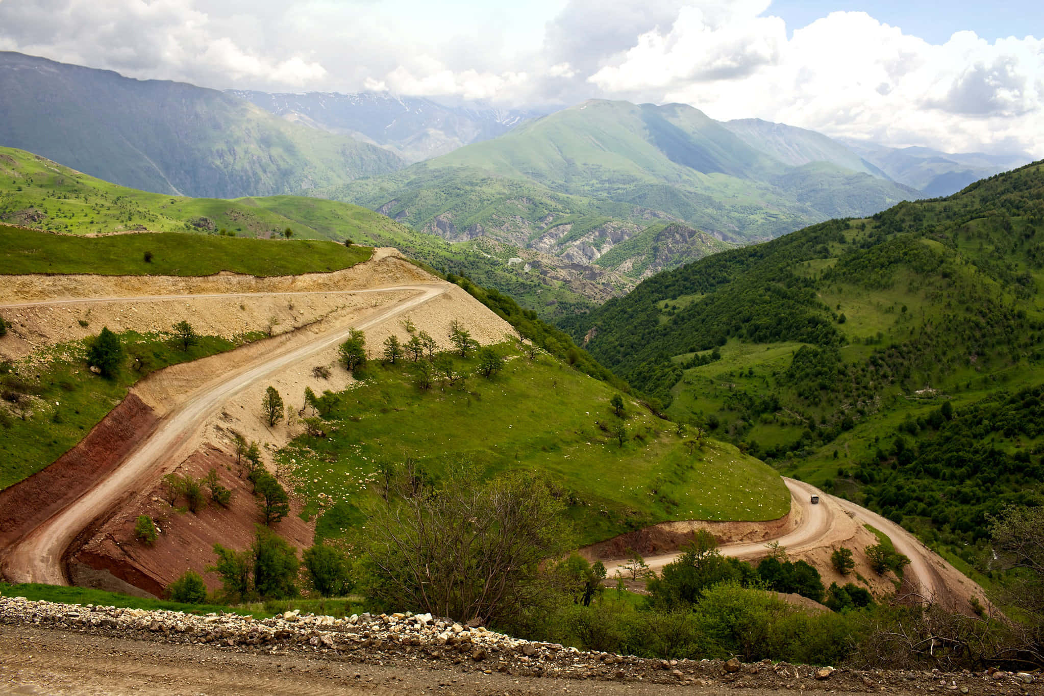 Nagorno-karabakh, serpentine mountain road, dirt road, Full HD Desktop Wallpaper