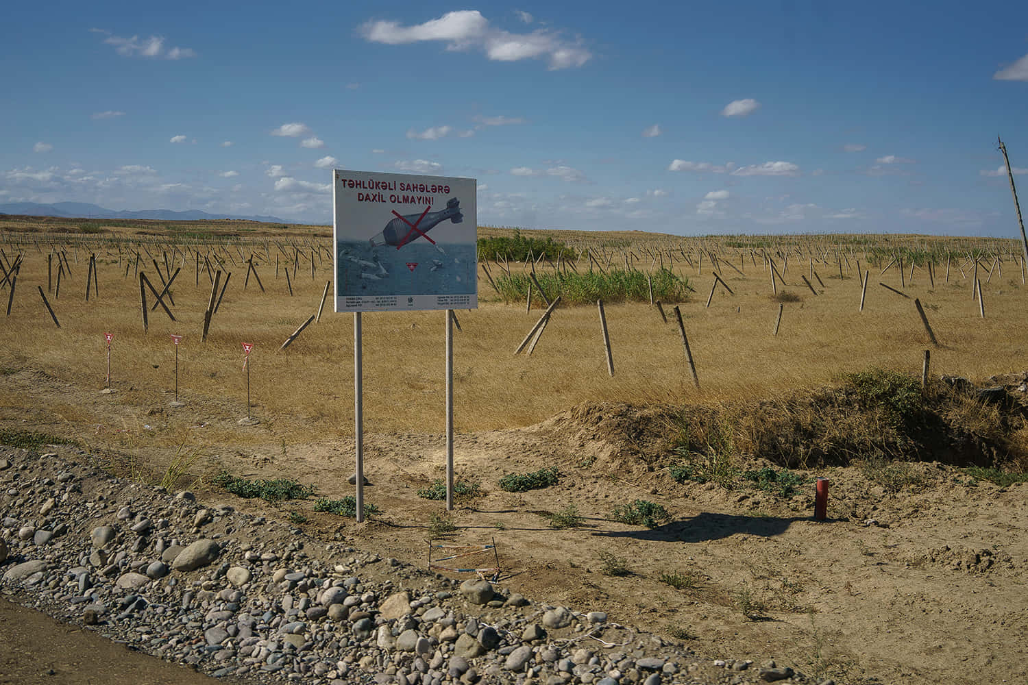 Nagorno-Karabakh, surreal sunrise, weathered warning sign, HD Desktop Wallpaper