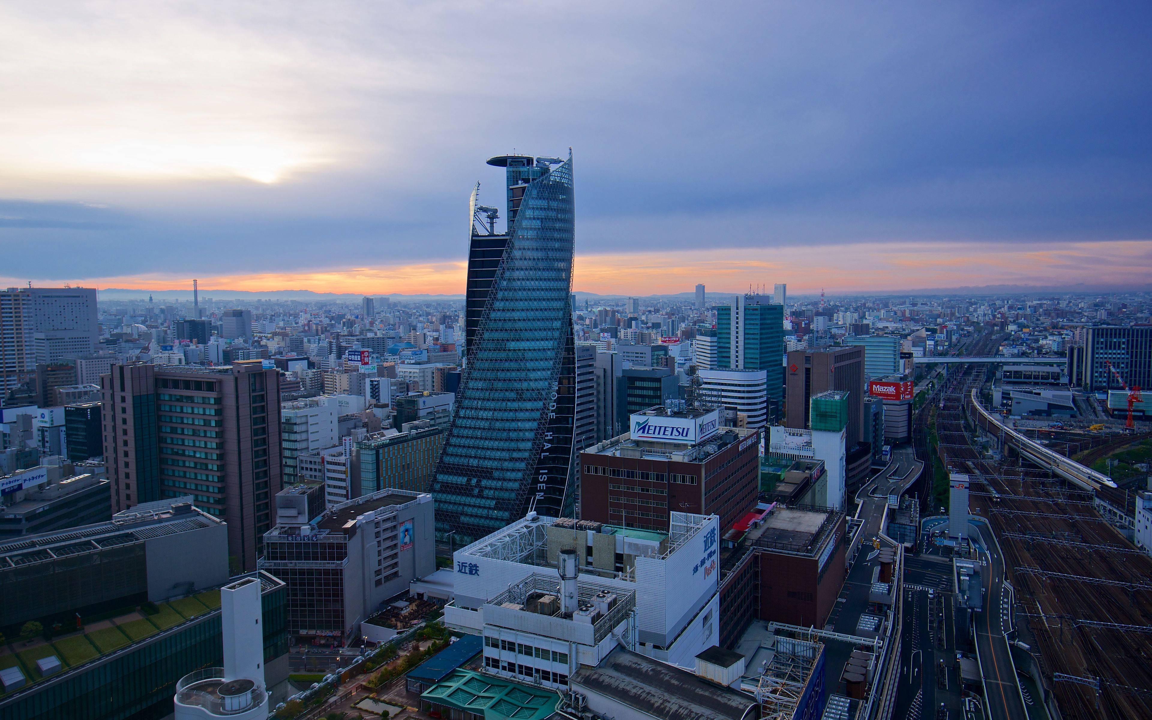 Nagoya, cityscape, dusk, 4K Desktop Wallpaper