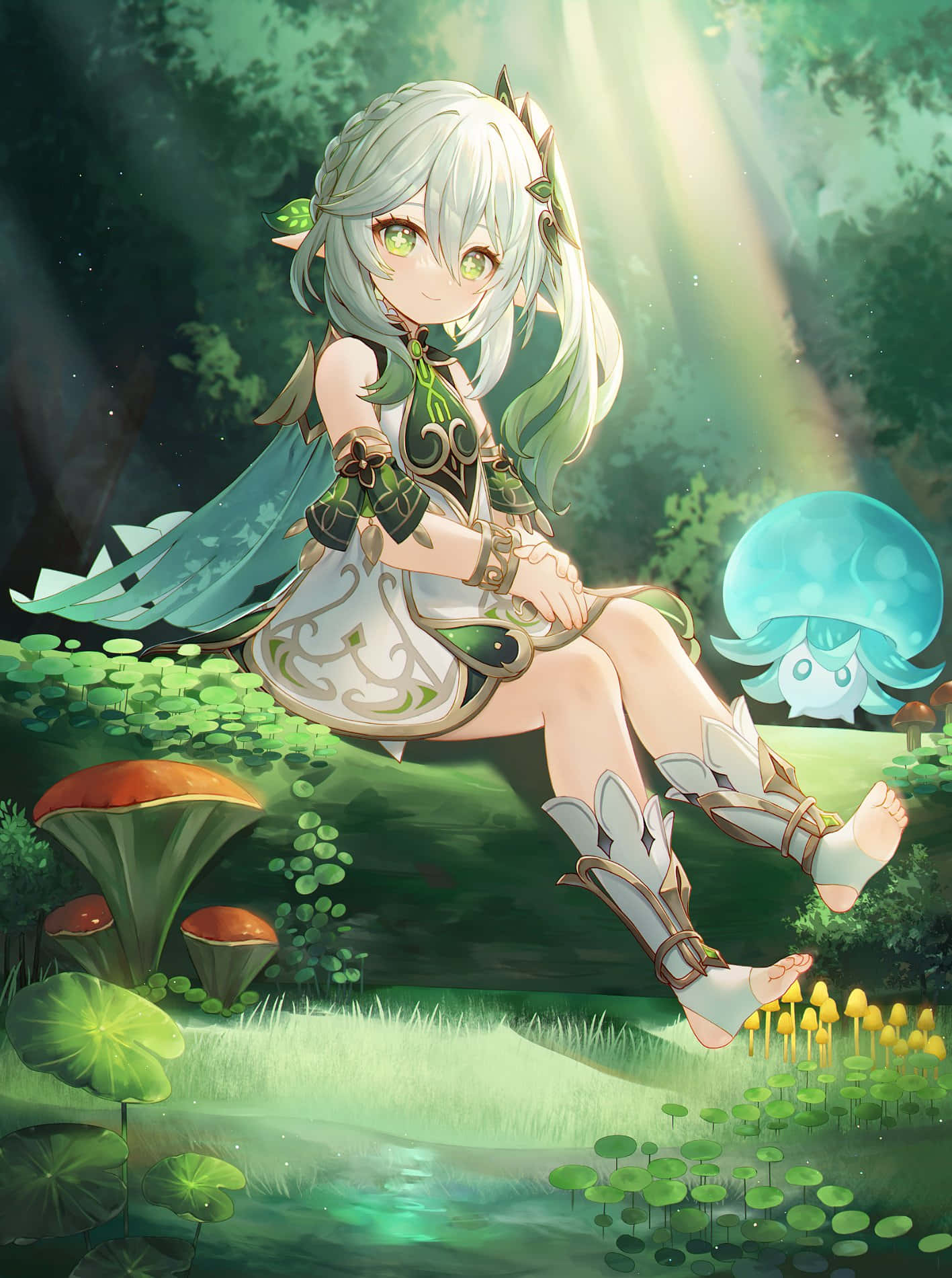 Nahida, silver-haired, green eyes, HD Phone Wallpaper