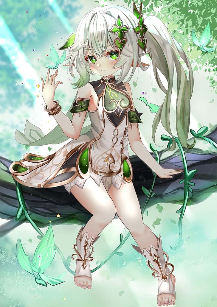 Nahida, silver hair, green eyes, SD Phone Wallpaper