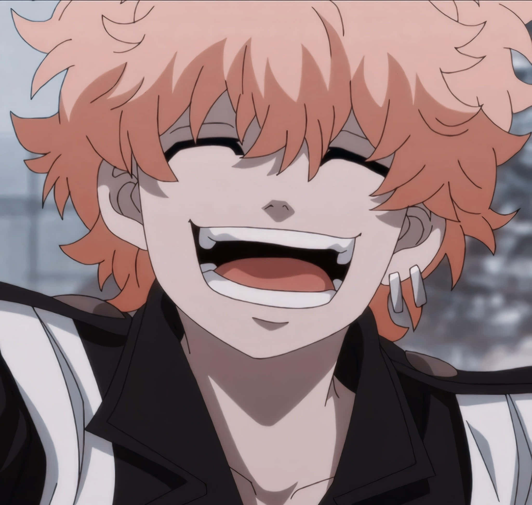 Nahoya Kawata, spiky orange hair, laughs widely, Full HD Desktop Wallpaper