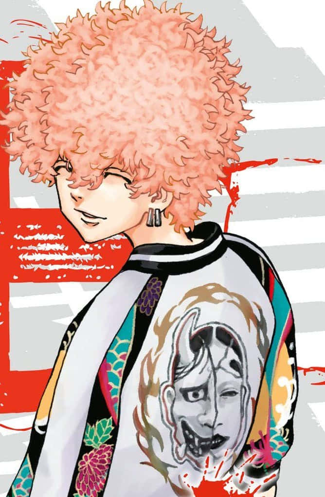 Nahoya Kawata, pink afro hair, colorful jacket, SD Phone Wallpaper