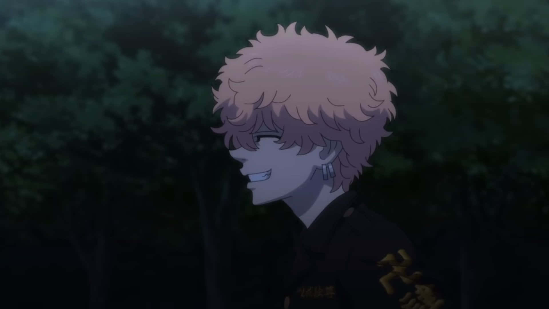 Nahoya Kawata, spiky pink hair, dim forest at night, Full HD Desktop Wallpaper