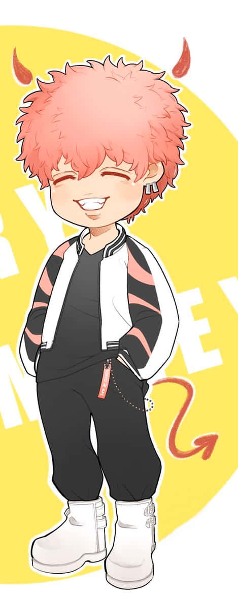 Nahoya Kawata, spiky pink hair, devil horns, SD Phone Wallpaper