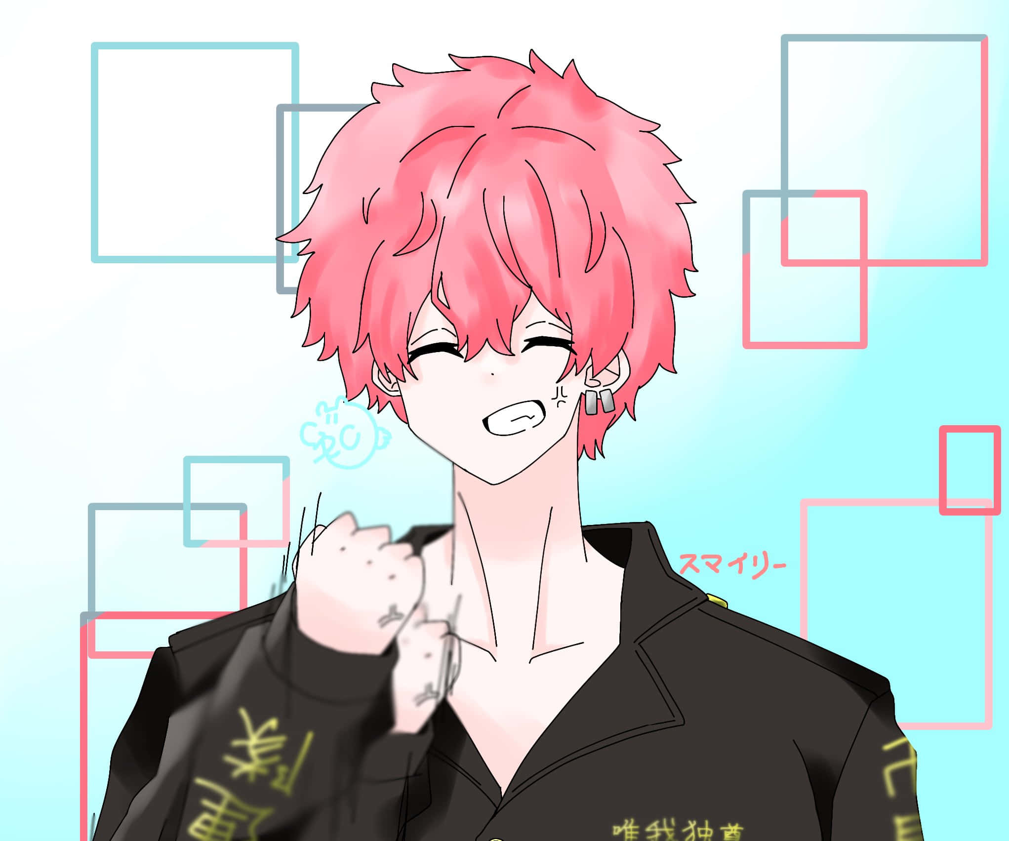 Nahoya Kawata, spiky pink hair, small white creature, Full HD Desktop Wallpaper
