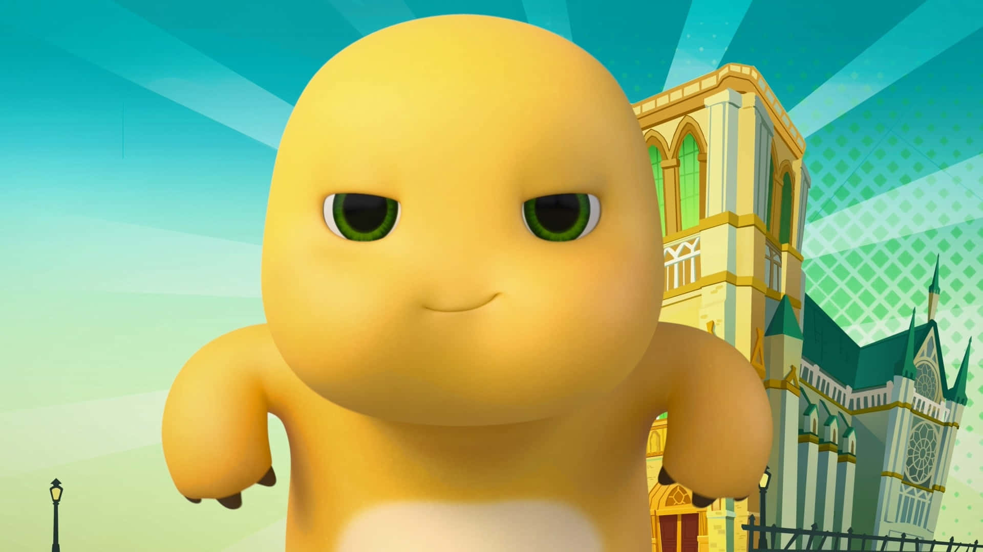 Nailoong, yellow cartoon character, green eyes, Full HD Desktop Wallpaper