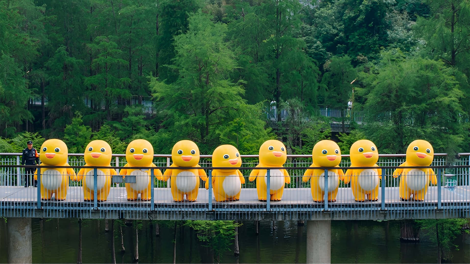 Nailoong, rubber duck parade, giant yellow duck statues, Full HD Desktop Wallpaper