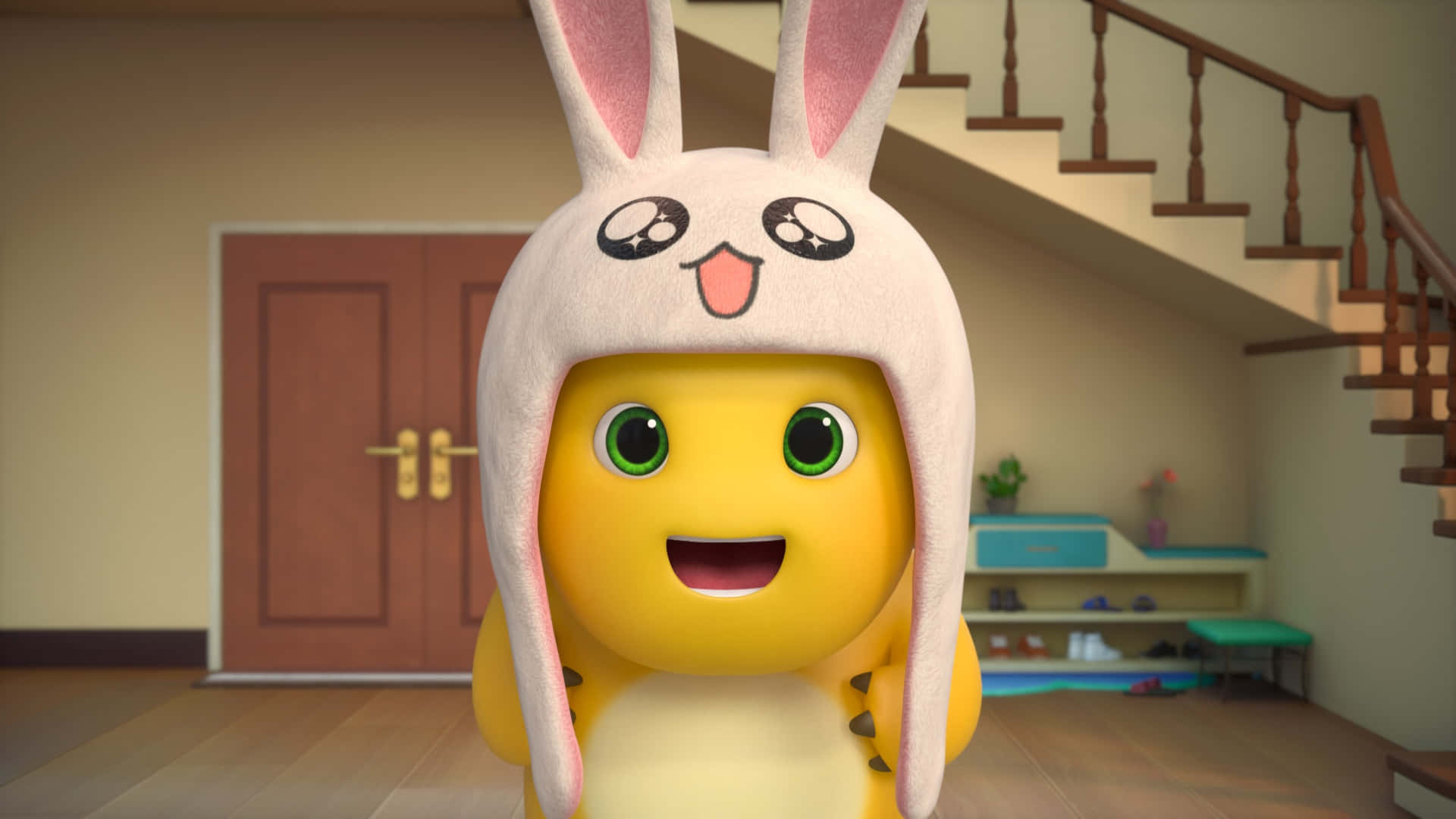 Nailoong, bunny hat, yellow cartoon character, Full HD Desktop Wallpaper