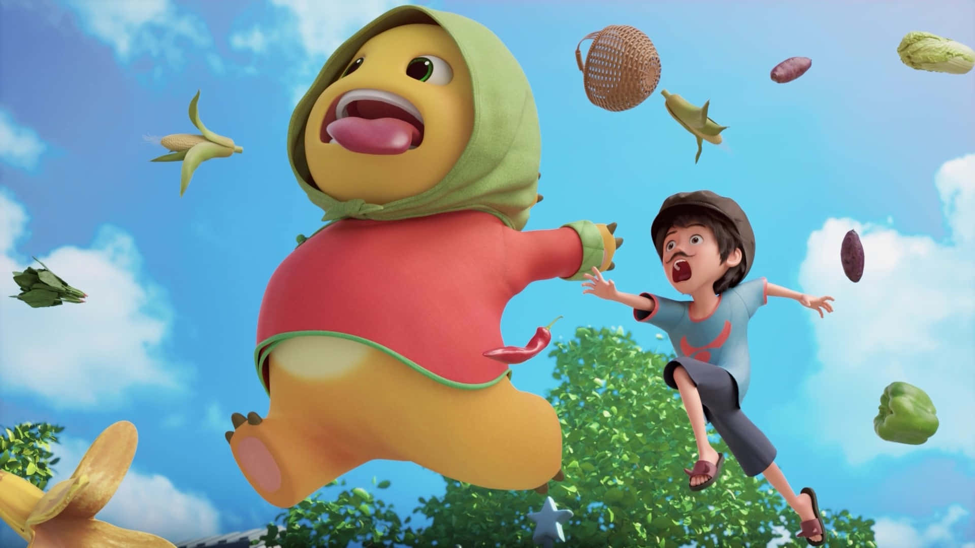 Nailoong, animated child, giant yellow chick, Full HD Desktop Wallpaper