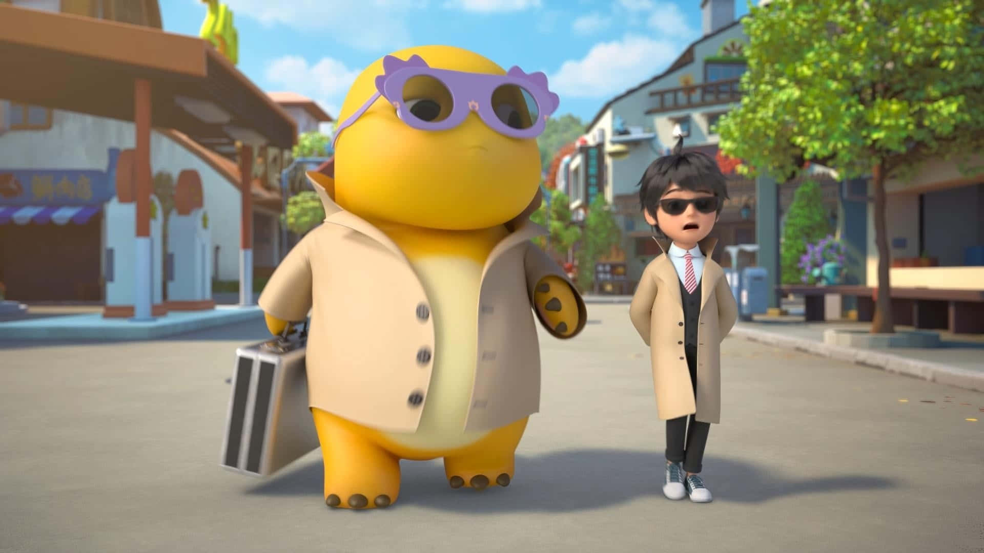 Nailoong, yellow cartoon turtle, purple sunglasses, Full HD Desktop Wallpaper