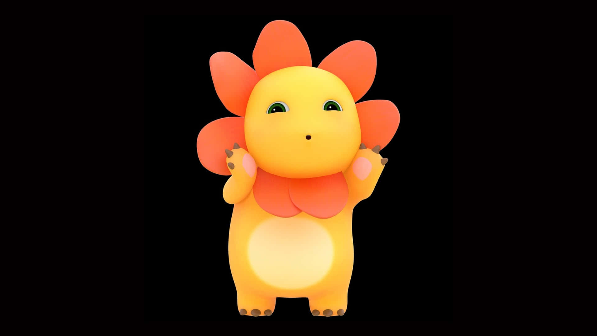Nailoong, cute 3d cartoon sunflower character, orange petals, Full HD Desktop Wallpaper