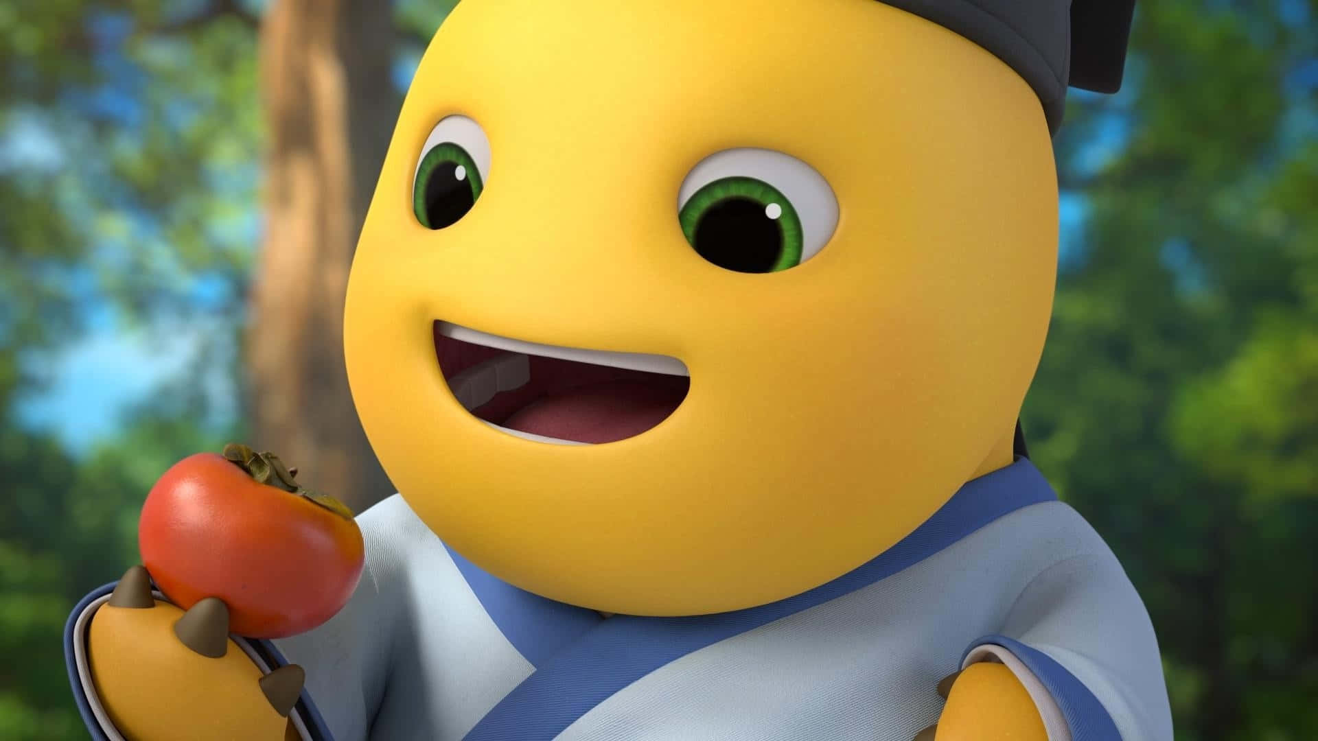 Nailoong, yellow cartoon character, blue robes, Full HD Desktop Wallpaper