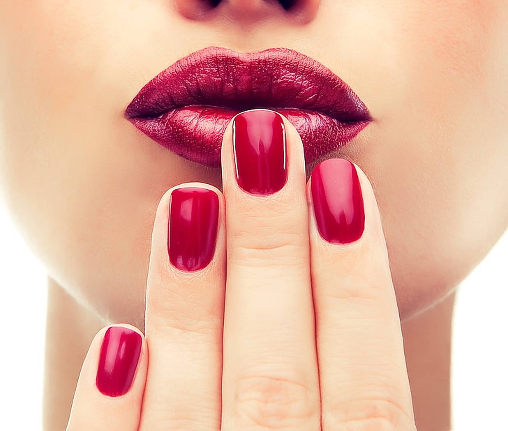 red wine nails, glossy red lipstick, manicure, Full HD Desktop Wallpaper