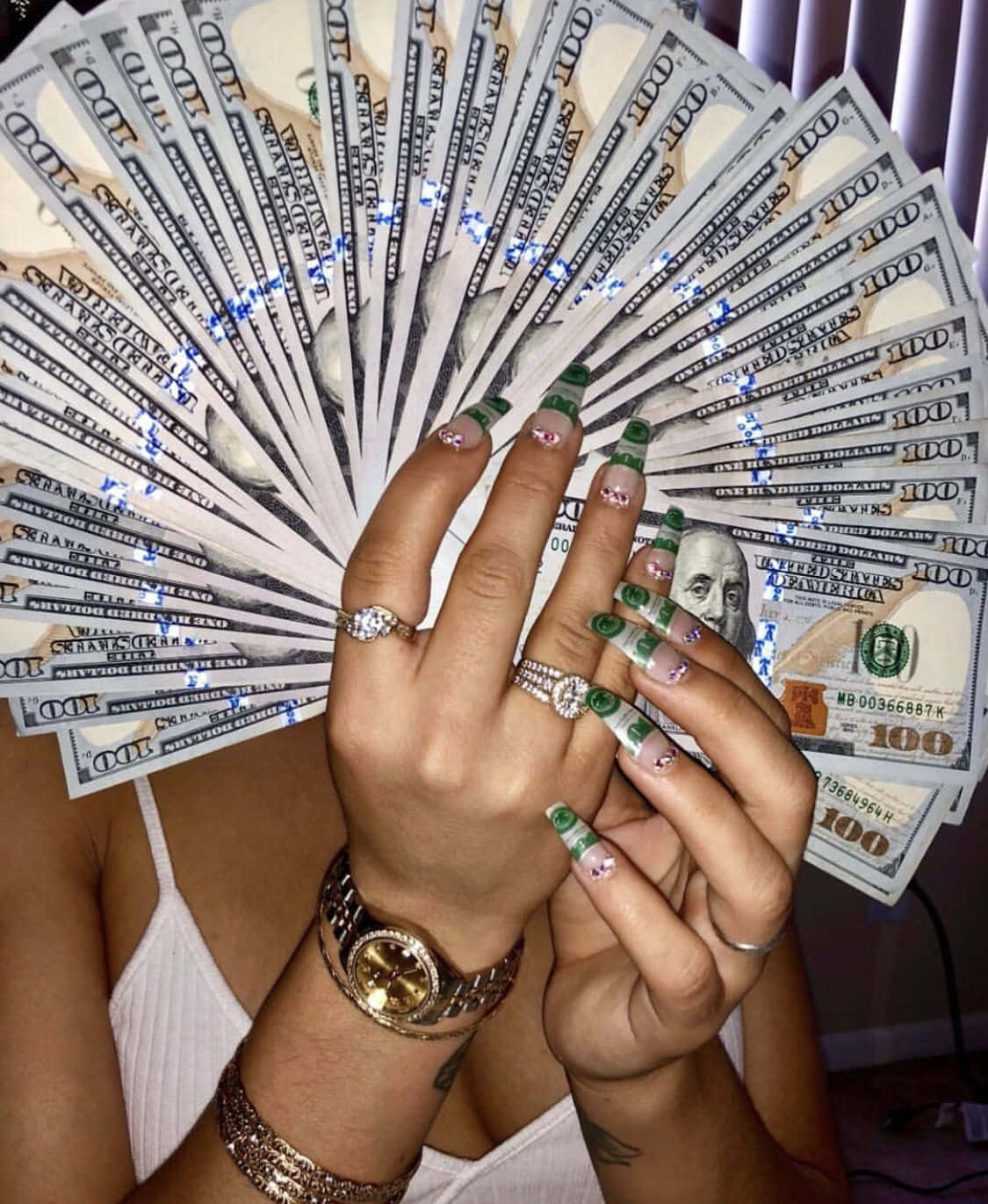 Girly Money, glittery green, pink nails, HD Phone Wallpaper