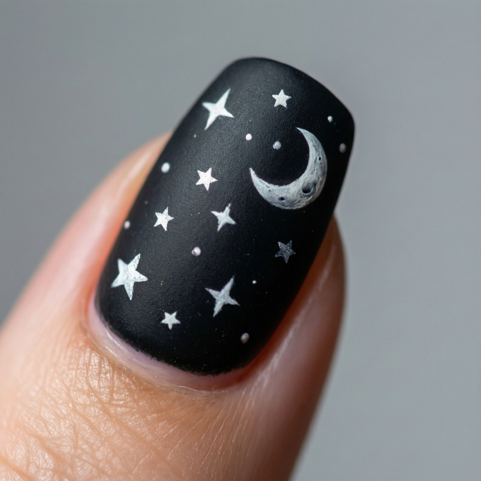 matte moon, stars, crescent moon, HD Desktop Wallpaper