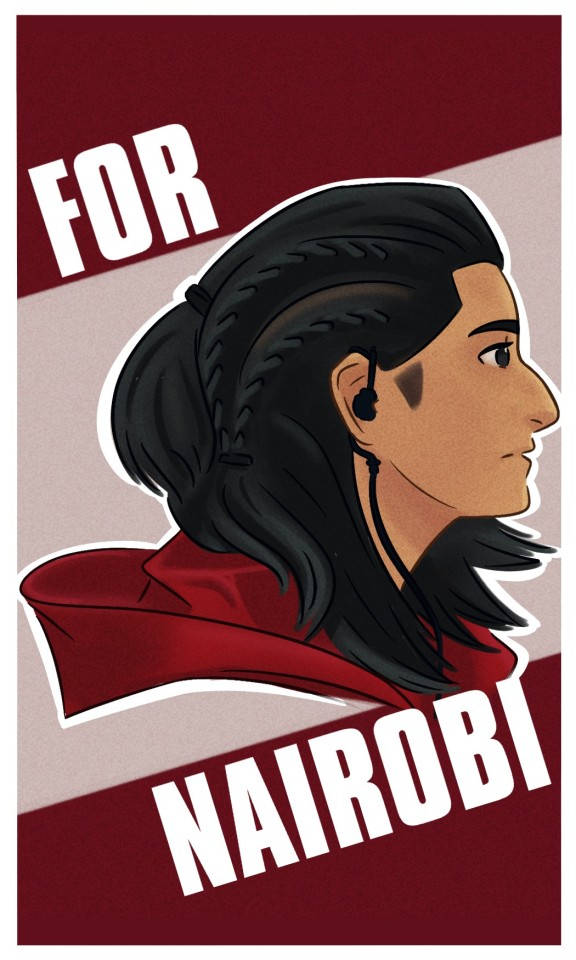 Nairobi Money Heist, red hoodie, braided hair, SD Phone Wallpaper