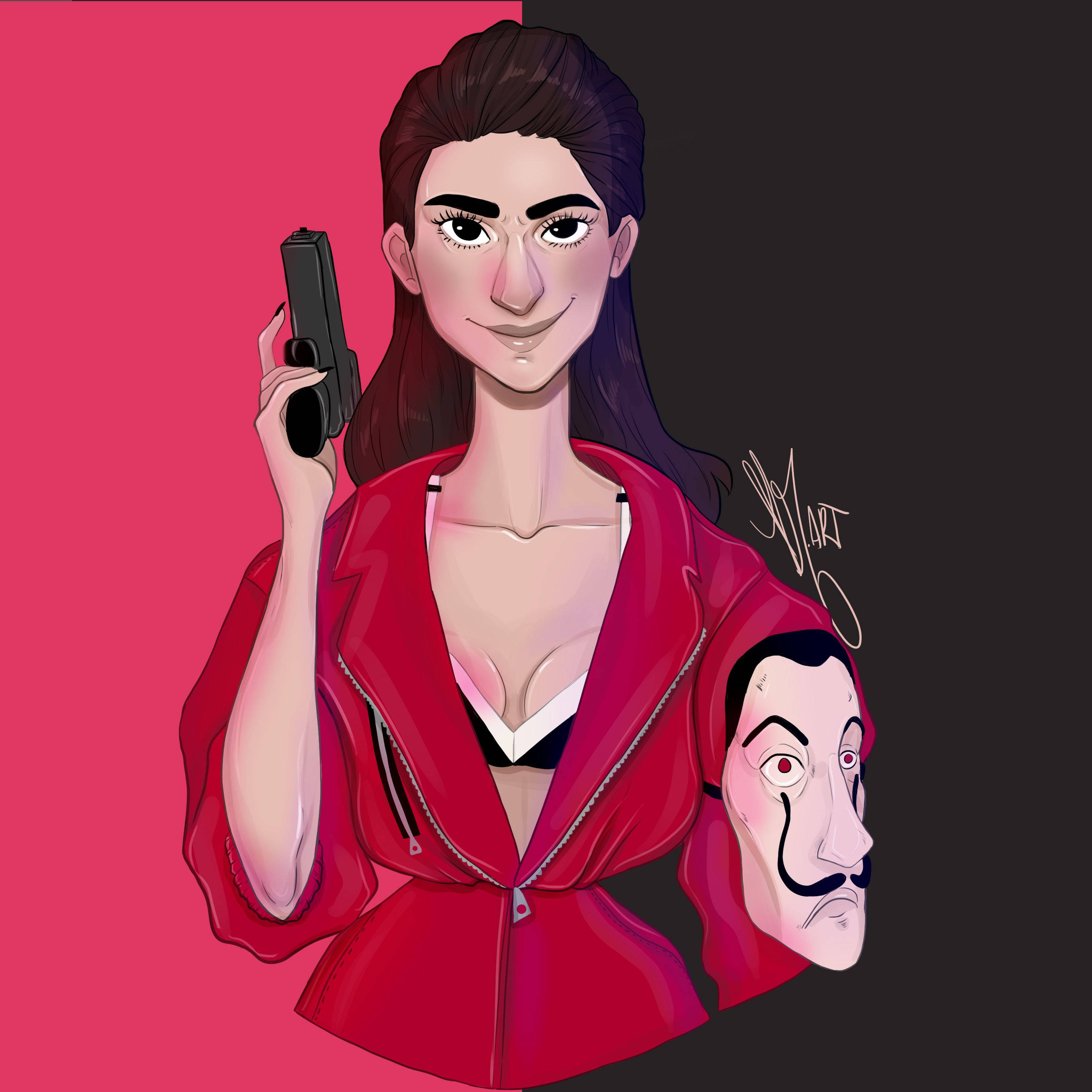 Nairobi, Money Heist, red hoodie, 2K Desktop Wallpaper